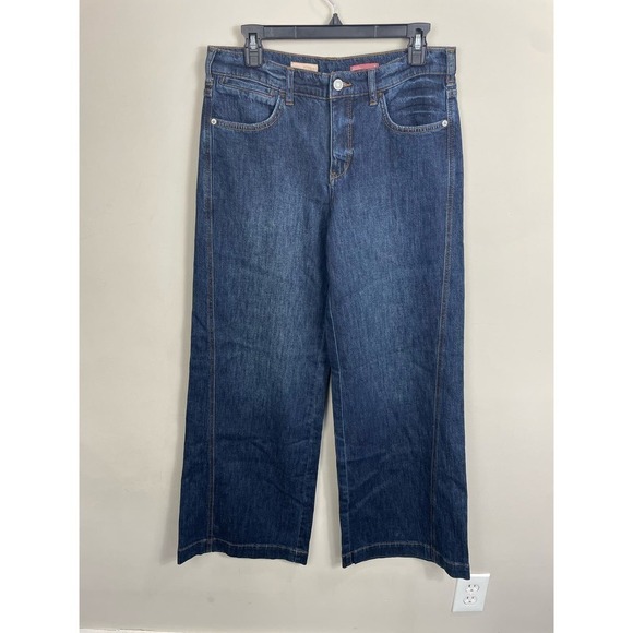 Pilcro Anthropologie Wide Leg Jeans Sz 28 Dark Wash Blue Denim Looser Fit - Picture 1 of 8